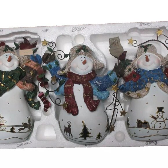 Home Interiors and Gifts Christmas Snowmen Snowman Large 8" Set of 3 - Picture 11 of 11